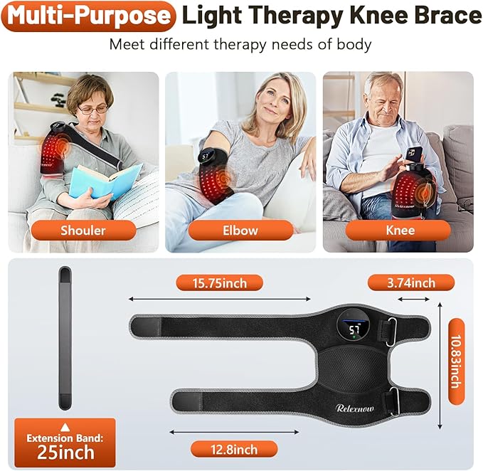 Red Light Therapy Knee Brace, Vibration Knee Massage with Extension Band, Wireless Rechargeable Controller,660nm and 850nm Near Infrared Light Therapy Device for Knee/Elbow/Shoulder Pain Relief