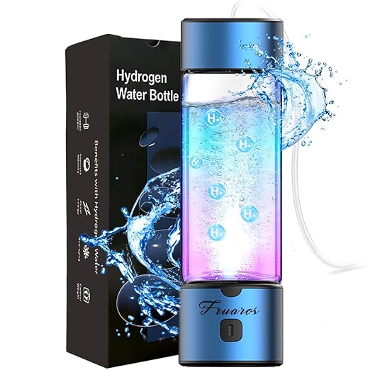 Hydrogen Water Bottle Generator - 2026 Hydrogen Water Machine - 6000 PPB SPE/PEM Tech Glass Hydrohealth Water Bottle for Kidney Health Hydrogen Bottle Gift for Family & Friends (Button/Blue)