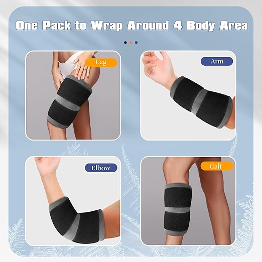 uncn Large Knee Ice Pack Wrap for Instant Knee Pain Relief for injuries reusable 18x10 cold gel bag freeze sleeve wearable with velcro straps long-lasting patch flexible for arms, leg, wrist, elbow