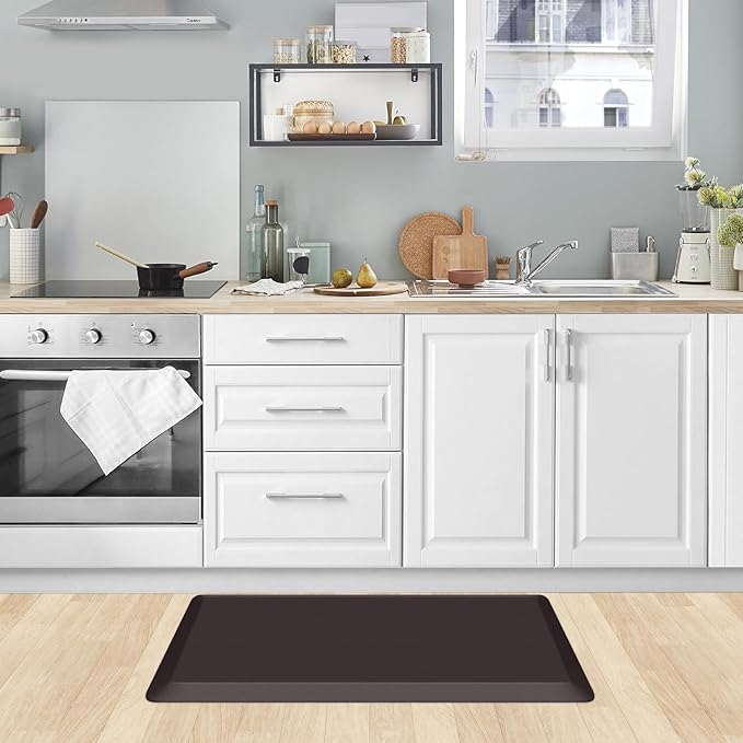 KitchenClouds Kitchen Mat Cushioned Anti Fatigue Kitchen Rug Non Slip Standing Mat Comfort Floor Mats for Sink Office (17.3"x60"- 0.8inch)