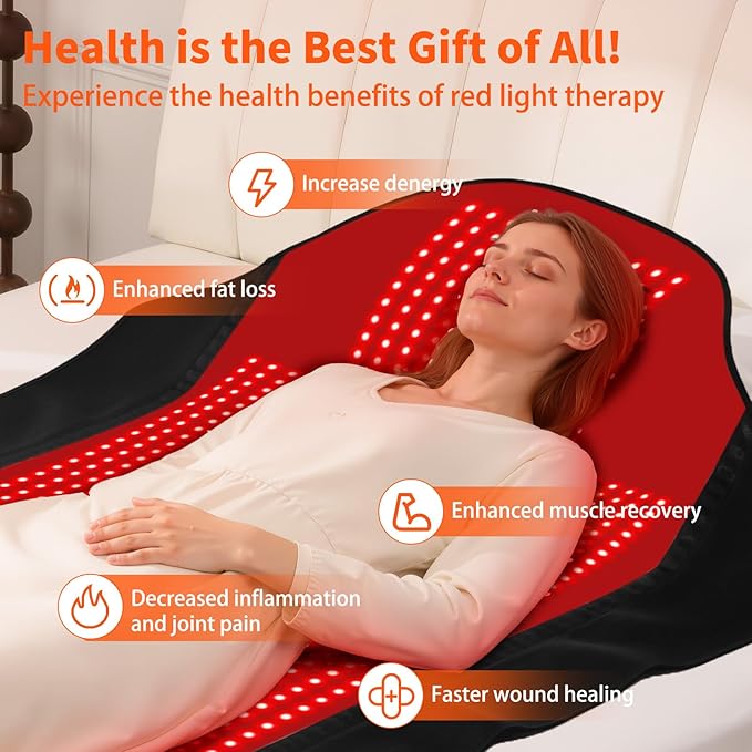 Red Light Therapy Mat for Full Body, Largest 1444 LEDs Near Infrared Light Therapy Pad, 660nm& 850nm 2in1 LEDs Light Blanket, High end Leather, 5 Power Levels UP to 288W, 73"x35"