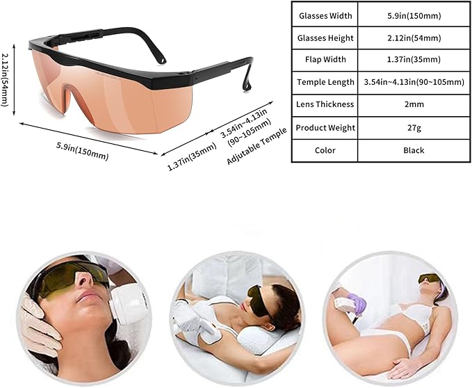Alsenor IPL 190-460nm Laser Safety Glasses Goggles For Laser Cosmetology Operator Eye Protection And Laser Hair Removal Treatment (190nm-460nm)