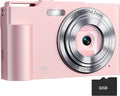 Digital Camera, FHD 4K Digital Point and Shoot Camera with 16X Zoom Anti Shake, 48MP Compact Small Camera with 32GB Card for Boys Girls Kids Fuchsia Purple