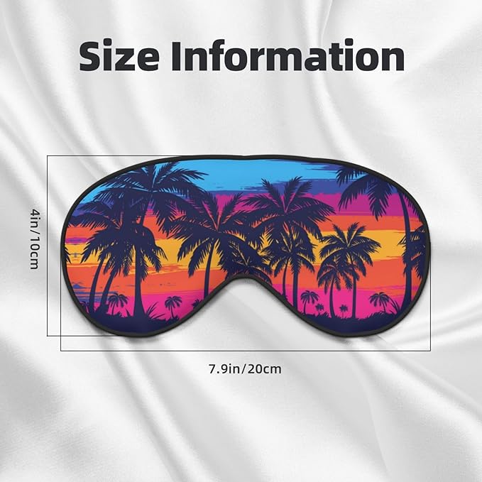 Blue Palm Trees Sleep Mask Orange Sunset Eye Mask with Adjustable Strap Eye Sleep Shade Cover Blocks Light for Women Men Airplane Travel Nap