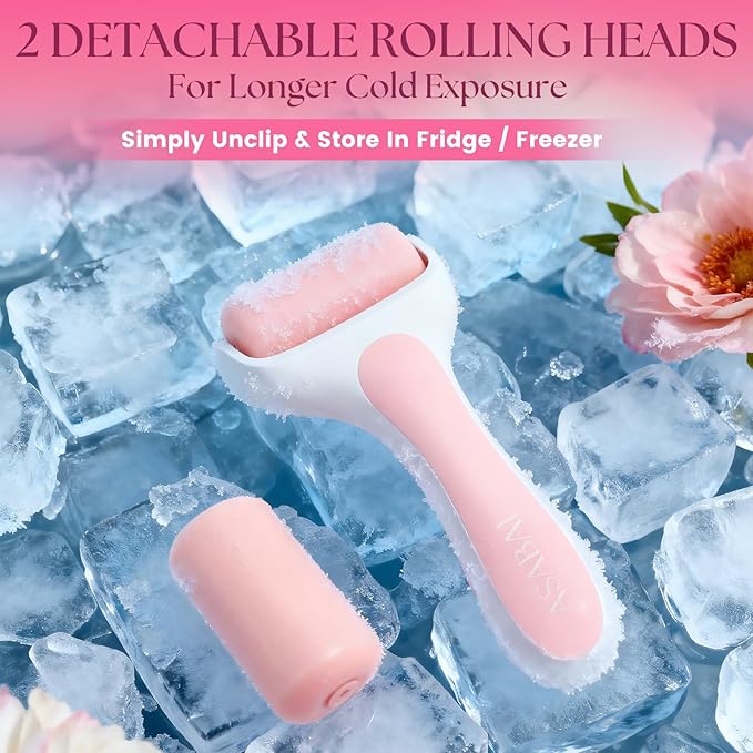 Ice Roller for Face, Premium Facial Ice Roller and 2X Rollers for Long Lasting Cold - Eye Roller for Puffy Eyes & Cold Massage for Migraines (Pink)