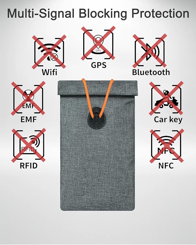 Faraday Bags for Phones 2 Pack Go Dark Bags for Cell Phones, Signal Blocking Pouch, RFID Blocking Case for Privacy Protection (Black)