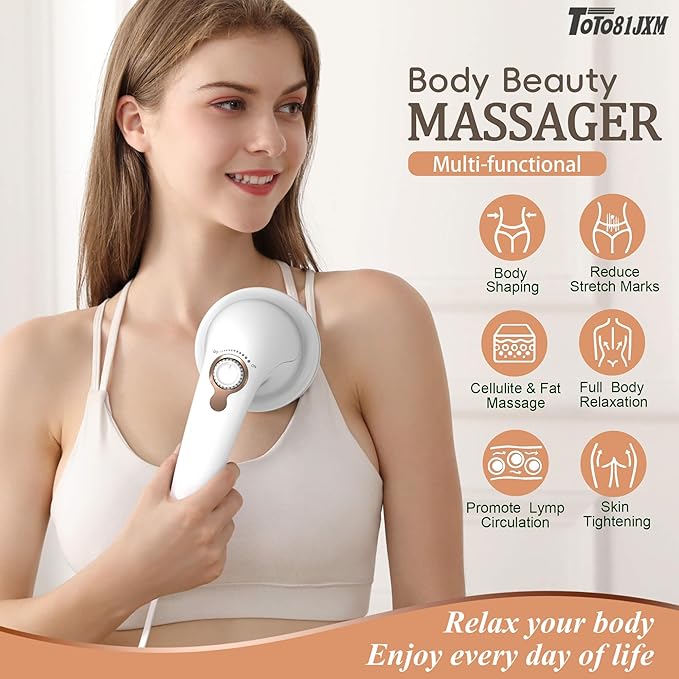 Handheld Cellulite Massager, Body Sculpting Machine, Lymphatic Drainage Massager, Stomach Massager with Lipo Roller for Belly Fat, Electric Vibrating Massage wand for Butt Waist Leg Arms Used at home.