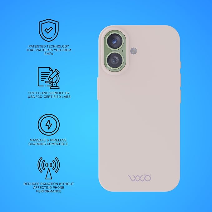 WAVEBLOCK EMF Protection Silicone iPhone Case Compatible with iPhone 17, Radiation Blocker, 5G Shield Reduction, Lightweight, USA Patented and Tested in FCC Lab, Stone