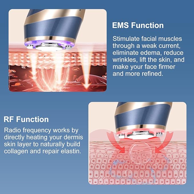 MiSMON High Frequency Facial Machine, 5 in 1 Mutifunctional Facial Massager Skin Tightening Light Theraphy Machine for Face