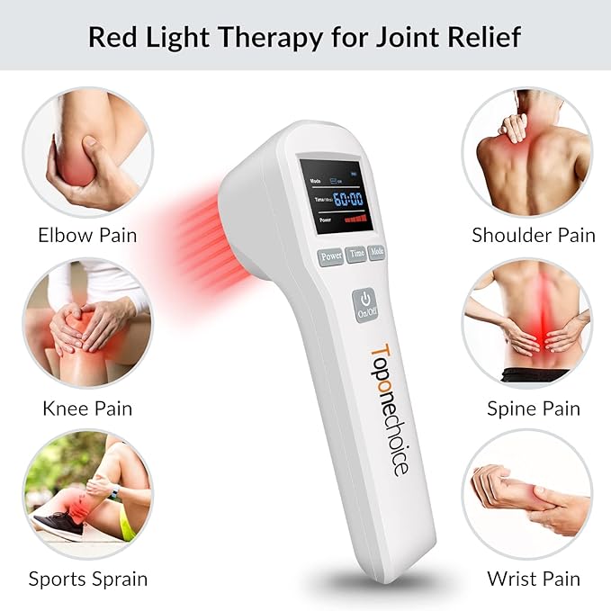 Red Light Therapy Device - 4x808nm+16x650nm Near Infrared Light Therapy for Joint Muscle Pain Relief, Handheld Infrared Therapy for Body, Knee, Shoulder, Back, Dog, Cat, Horse, White