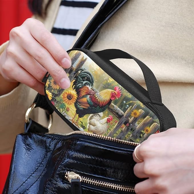 Chicken Rooster Garden Diabetic Supplies Bag Insulin Cooler Case Insulated Diabetic Medication Organizer Carrying Protector with Handle for Insulin Pen, Test Strips, Lancets, Needles