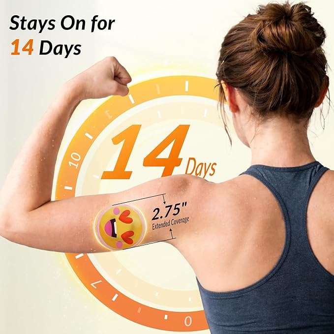 Libre 3 & Plus Sensor Covers Waterproof, Amolyfe 10 Pack Freestyle Libre 3 Sensor Covers, Bump-Proof with Hard Cap for Free Style Glucose Sensor, Easy-Peel Tab 14-Day Protection (Emoji)