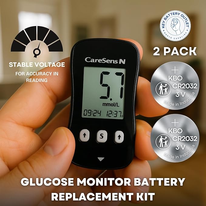 Glucose Monitor Battery Replacement Kit (2-Pack) CR2032 - Baterias para Glucometro - Compatible with Most Brands