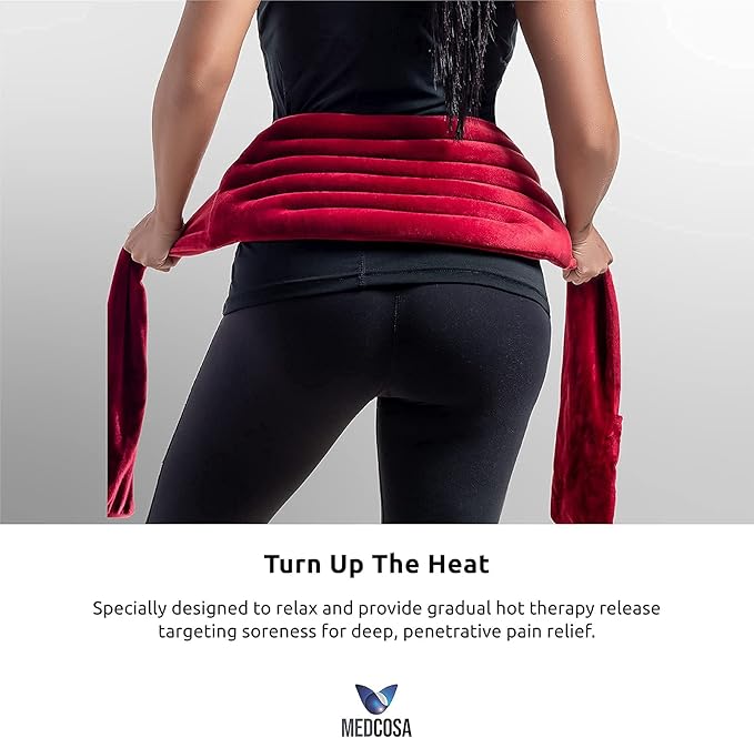 Medcosa Heated Lower Back Pack | Flexible Comfort Heating Pad | Long Lasting Heated Pain Relief | A Wrap That Turns Up The Heat