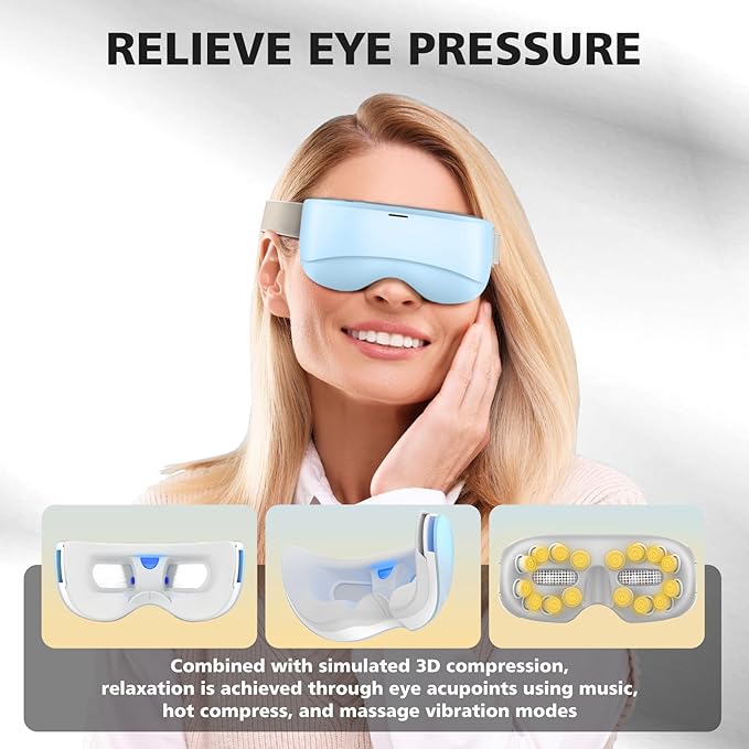 Eye Massager with Heat, Face Massager, Mask for Migraine & Headache Relief, Improved Sleep, Birthday Gifts for Mom Dad Women Men Her Him
