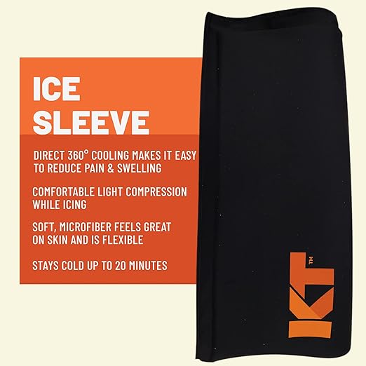 KT Recovery+ Ice Sleeve, Cold Therapy and Flexible Compression Sleeve for Sore Muscles and Joints, Small/Medium