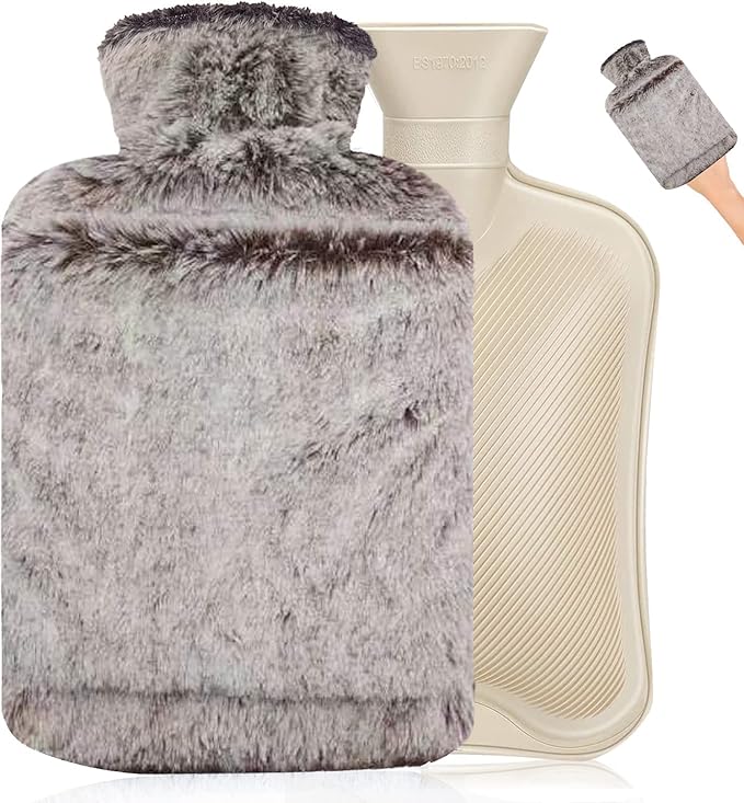 Hot Water Bottle, Fythao Rubber Hot Water Bottle for Pain Relief, Hot Water Bag for Cramps, Bed Warmer for Hand Feet Waist