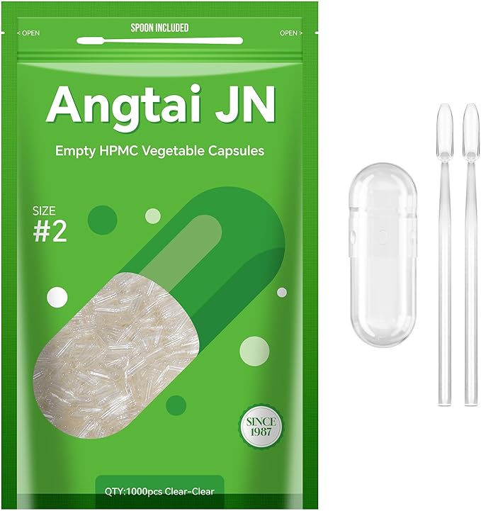 Empty Vegan Capsules Size 2 Plant Based Clear (1,000 Count) Gluten Free, Non-GMO, Halal Certified Pill Caps Filling Kit with 2 Spoons for Vegetarian DIY Your Own Supplements