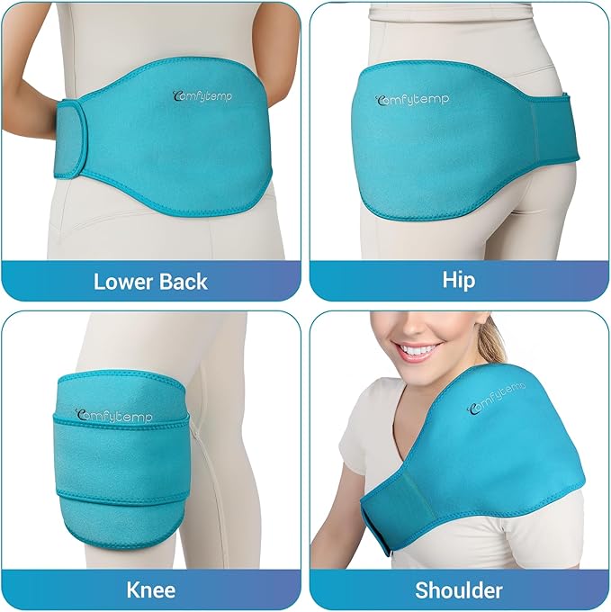 Comfytemp Back Ice Pack for Lower Back Pain Relief Product, Reusable Gel Lumbar Wrap for Sciatica Injury, Hot Cold Compress Brace for Herniated Disc, Waist Surgery Recovery Must Have - Blue