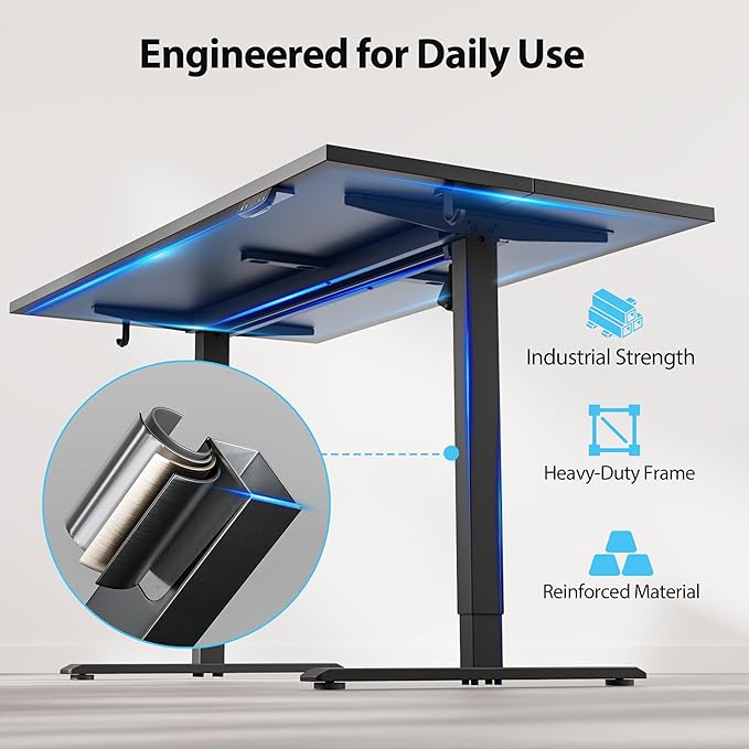 Agilestic Electric Standing Desk, 63 x 28 Inches Height Adjustable Desk, Sit Stand up for Work Office Home, Ergonomic Rising Computer Table with Memory Preset, Black