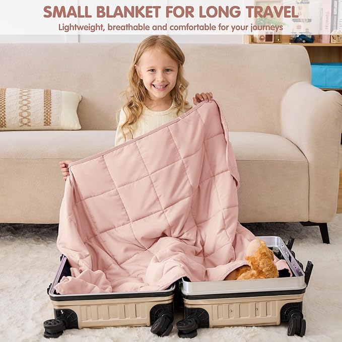 yescool Pink Weighted Blanket 7 Pounds Cooling Weighted Lap Blanket, Heavy Blanket for Sleeping, Weighted Throw Blanket Gifts for 60-80lbs, 40"x60"