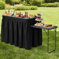 VINGLI Ice Table with Side Table, Portasble Cooler Table with Removable Skirt, Patio Table, Indoor & Outdoor Bar for Events, Parties and Camping Black