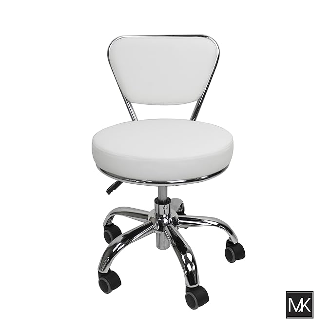 MAYAKOBA Salon Nail Pedicure Stool Pedicure Chair Dayton White Pneumatic, Adjustable, Rolling Salon Furniture & Equipment
