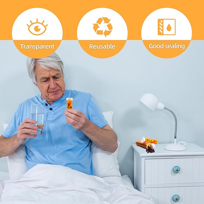 Desiccant Cap Pill Bottle, 60ml 20 pcs Medicine Bottle, Pill Bottles Empty with Caps, Empty Pill Bottles, Prescription Medicine Containers Travel Airtight Pill Airtight Medicine Container