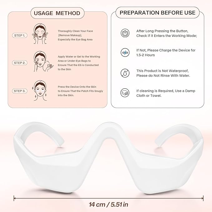 Under Eye Red Light Therapy Massager Glasses, Eye Massager with 2 Modes,Eye Massager for Eye Bags Dark Circles Puffiness Wrinkles Fine Lines
