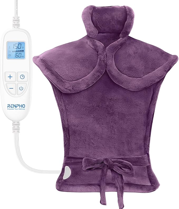 RENPHO Electric Heating Pad for Back, Mothers Day Gifts & Birthday Gifts for Women Men Mom Dad, FSA Eligible & HSA Store, Neck and Shoulder Heat Pad, Fast Heating, 24"x33", ETL Certified, Purple