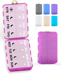 Pill Organizer Travel Medicine Organizer - Weekly Pill Organizer with 2 Extra Compartments, Clear Printed Labels, AM PM Pill Dispenser