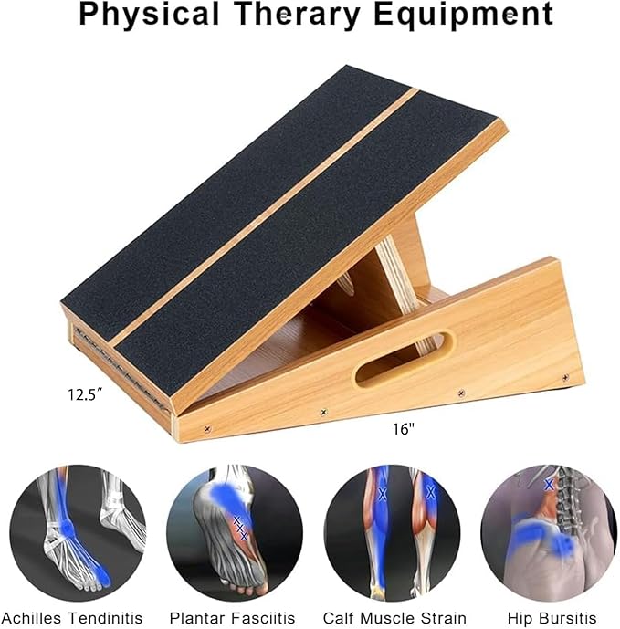 StrongTek Professional Wooden Slant Board, Adjustable Incline Board, and Calf Stretcher, Stretch Board - Extra Side-Handle Design for Portability, Full-Coverage