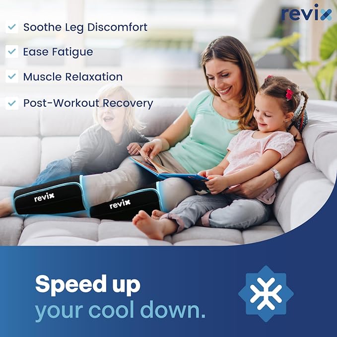 REVIX Calf and Shin Ice Packs, Reusable Leg Cold Packs for Shin Discomfort Relief, Cold Compression Brace for Leg, Elbow, Knee Post-Workout Recovery and Support, Set of 2