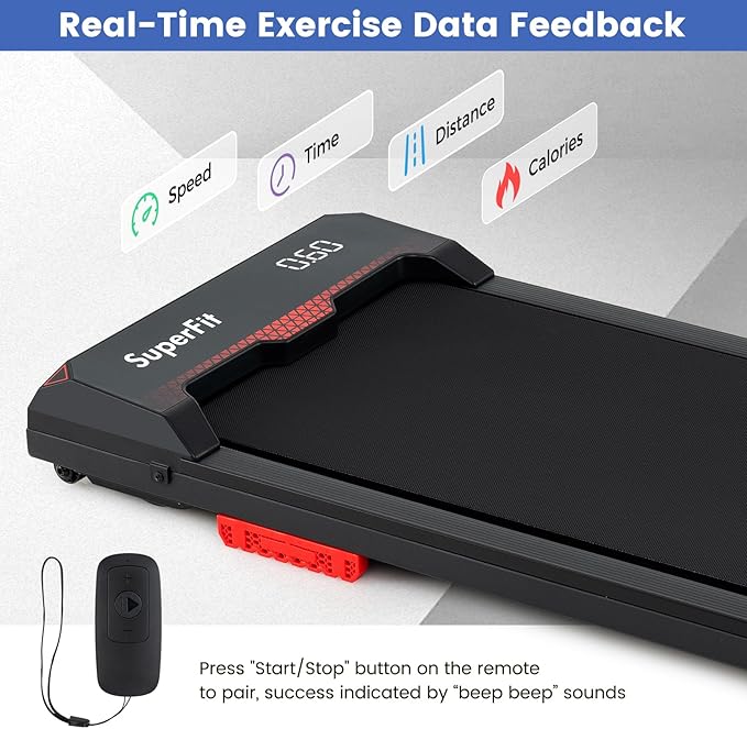 GYMAX Walking Pad, 340LBS Under Desk Treadmill with Remote, APP Control, LED Display & Built-in Wheels, Free Assembly Walk Pad for Running, Jogging Working, 3 in 1 Desk Treadmill for Small Space