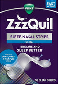 ZzzQuil Sleep Nasal Strips, Clear Nasal Strips, Snoring Relief from Nasal Congestion, Works Instantly, Reduces Nasal Congestion for Less Snoring and Better Sleep, Drug Free, 52 Nasal Strips