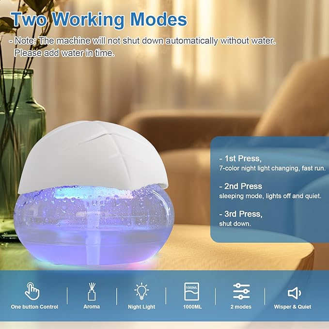air Washer Aroma Diffuser, Essential Oils Aroma Fresher for Home, Office, Bedroom, Warehouse, Gift(White)