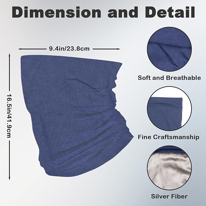Faraday Gaiter, Faraday Scarf with Faraday Fabric, Faraday Hat with Silver Liners, E/M*F Protection Faraday Hood Effective RF Shielding, Protect Face Neck Brain. Multiple Ways to Wear(Blue)