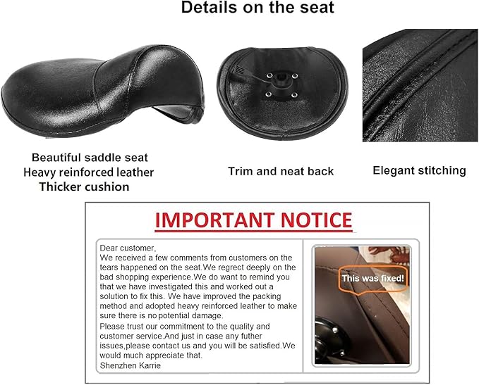 Kaleurrier Saddle Stool Rolling Swivel Height Adjustable with Wheels,Heavy Duty Stool,Ergonomic Stool Chair for Lab,Clinic,Dentist,Salon,Massage,Office and Home Kitchen (Black, Without Back)