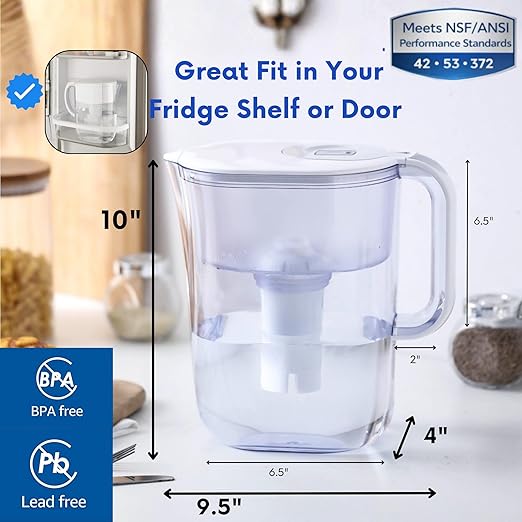7-Cup Water Filter Pitcher & 3 Filters & Electronic Filter Change Reminder: Compatible with Brita Pitcher Brita Water Pitcher