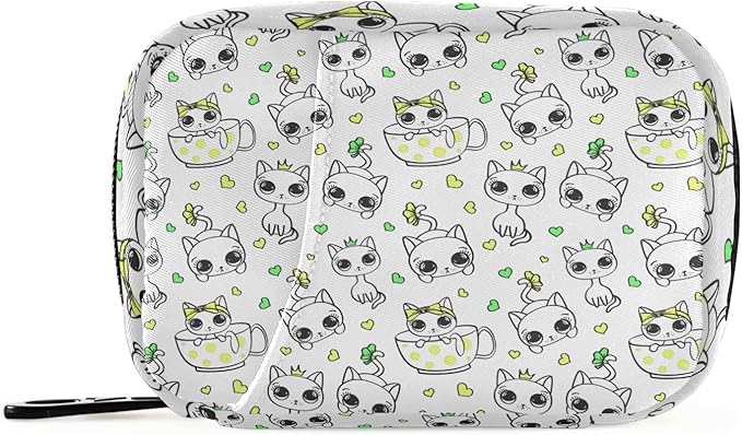 Pill Box Cat 7 Day Pill Case Travel Pill Organizer Bag with Zipper Portable Weekly Vitamin Medicine Supplement Holder Pouch Bag