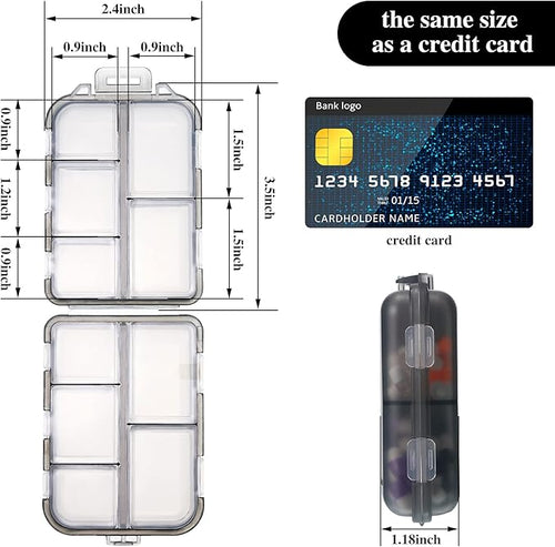 10 Grids Pill Cases Small Pill Organizer Box Weekly Travel Pill Organizer Portable Pocket Pill Case Holder Plastic Waterproof Container Box for Purse Pills Vitamin Fish Oil Daily Travel Use (4 Pieces)
