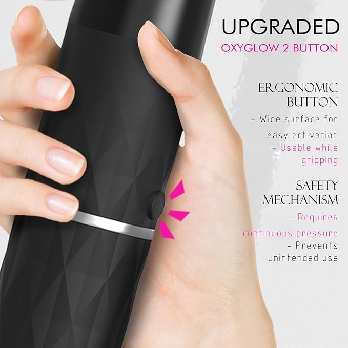 OxyGlow2 Cordless High Frequency Facial Machine - ProFacial Wand Clinical Skin Therapy Wand - Neon+Argon Gas (Onyx Black)