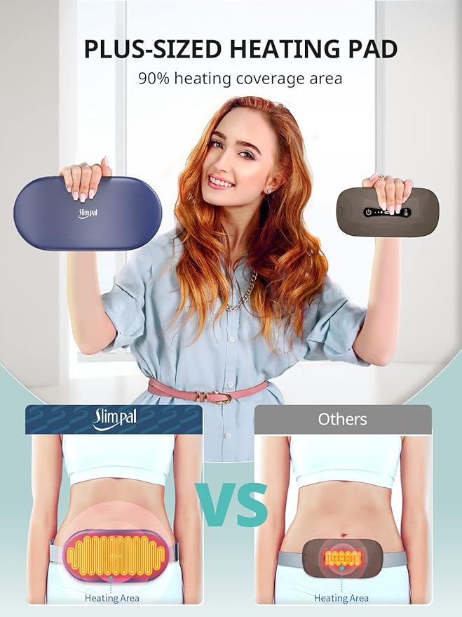 Slimpal Heating Pad for Period Cramps, Plus-Sized Portable Electric Heating Pad, Menstrual Cordless Heat Belt Back, Belly, Waist Pain Relief, Long-Lasting Battery, Light Pink