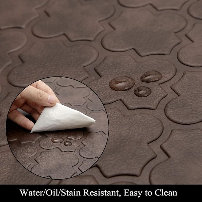 HEBE Kitchen Mat Cushioned Anti Fatigue Comfort Floor Mat Oversized 20"x60" Waterproof Non Slip Kitchen Rug Runner Laundry Room Rug Floor Carpet Heavy Duty Comfort Standing Mat Pads, Brown