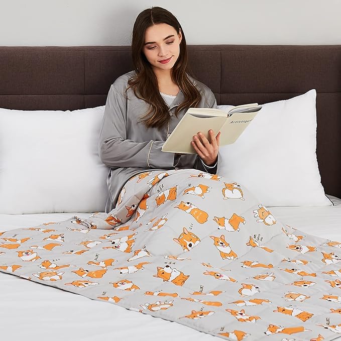 CuteKing Weighted Blanket for Adults: Weighted Blanket with Premium Glass Beads - Breathable Heavy Blanket for Comfort Sleep - Thick Blanket for Adult All Season(15lbs, 48"x72", CuteDog)