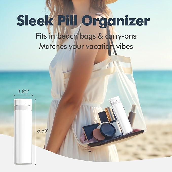 Weekly Pill Organizer Travel, Pill Box 7 Day, Pill Case with 7 Large Containers, Stylish Medicine Organizer for Vitamins, Medications & Supplements