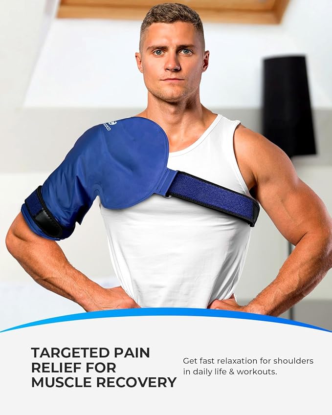 CooCoCo Shoulder Ice Pack Rotator Cuff Cold Therapy Wrap, HSA Eligible Ice Packs for Injuries Reusable, Instant Cold Compression Brace for Shoulder Pain Relief & Tendonitis, Recovery After Surgery