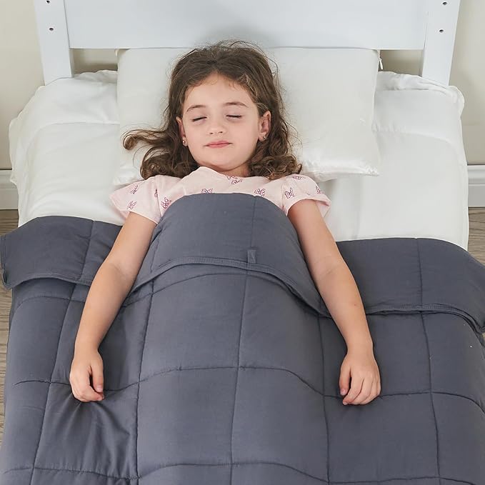 yescool Weighted Blanket (5 lbs, 36" x 48", Grey) Cooling Heavy Blanket for Sleeping Perfect for 40-60 lbs, Breathable Blanket with Premium Glass Bead, Machine Washable