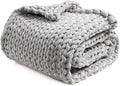 YnM Velvet Weighted Blanket, Handmade Chunky Knitted Design, Soft and Cozy, Temperature Regulating and Breathable, Machine Washable Throw for Sleep or Home Decor (Light Grey, 50x60 Inch, 10lbs)