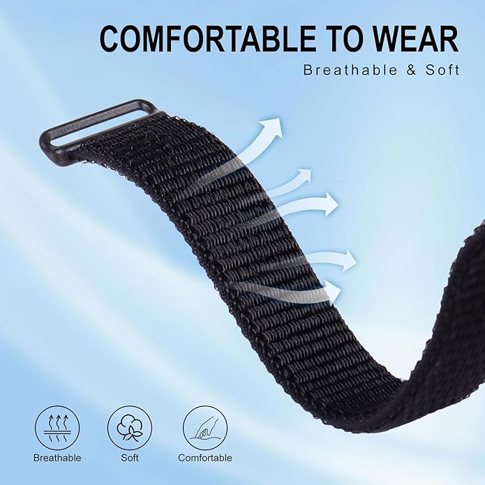 2 Pack Nylon Loop Sport Replacement Strap Compatible with Hume Band,Adjustable Soft Bands for Women Men,Breathable Lightweight Wristband for Fitness Tracker